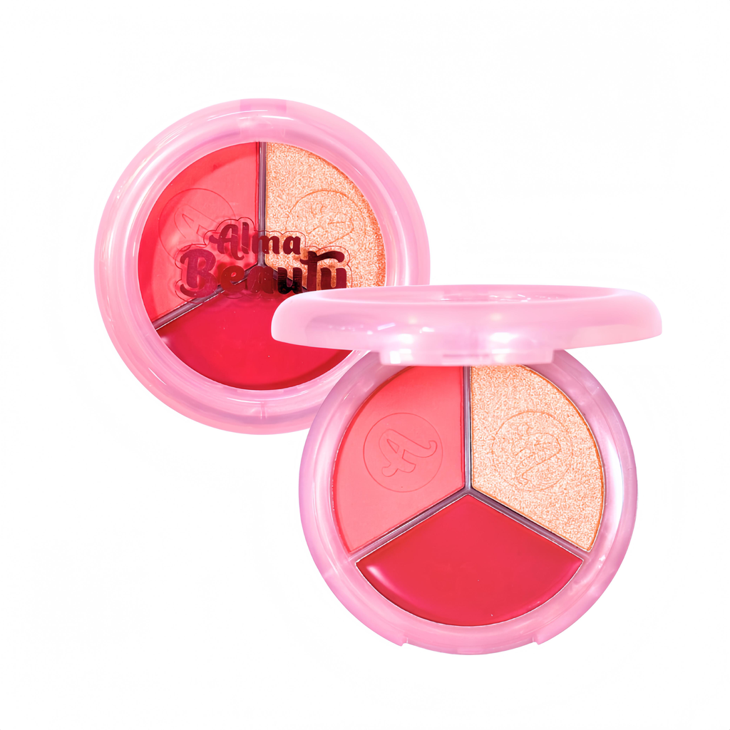 PALETA DE RUBO X3 TONOS PINK PETAL ALMA BEAUTY
