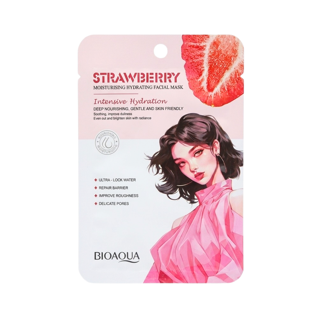 MASCARILLA EN VELO FACIAL DE FRESA BIOAQUA