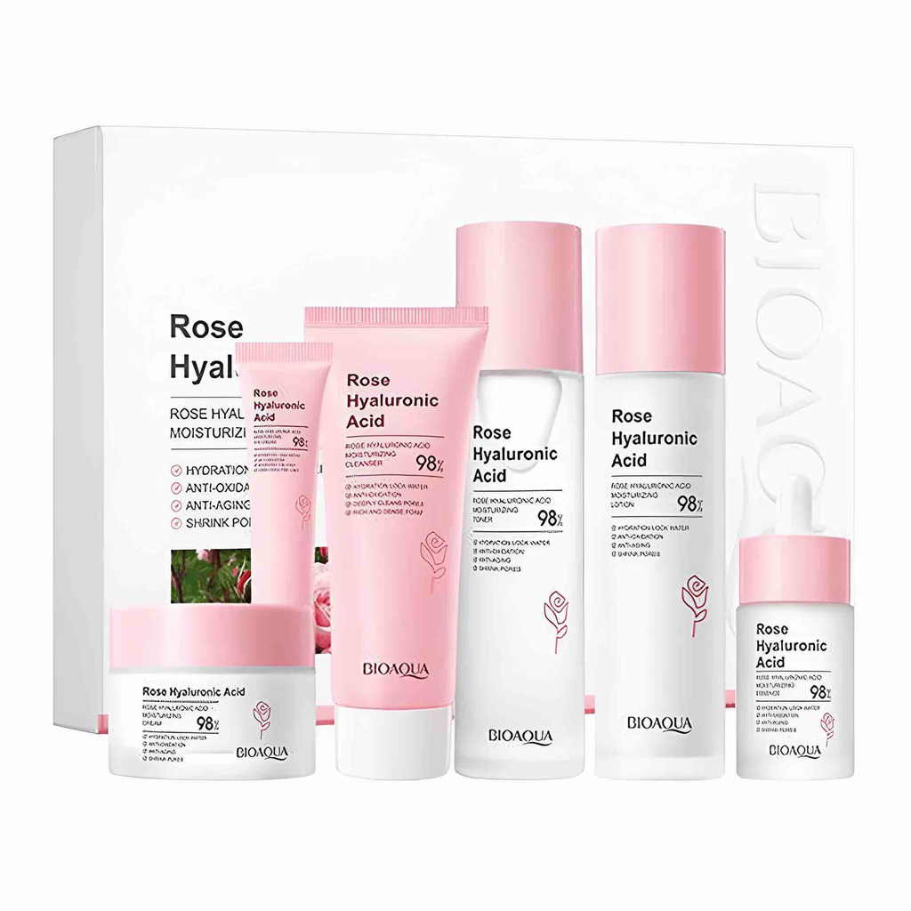 SKIN BOX X6 PRODUCTOS ÁCIDO HIALURÓNICO Y ROSAS BIOAQUA