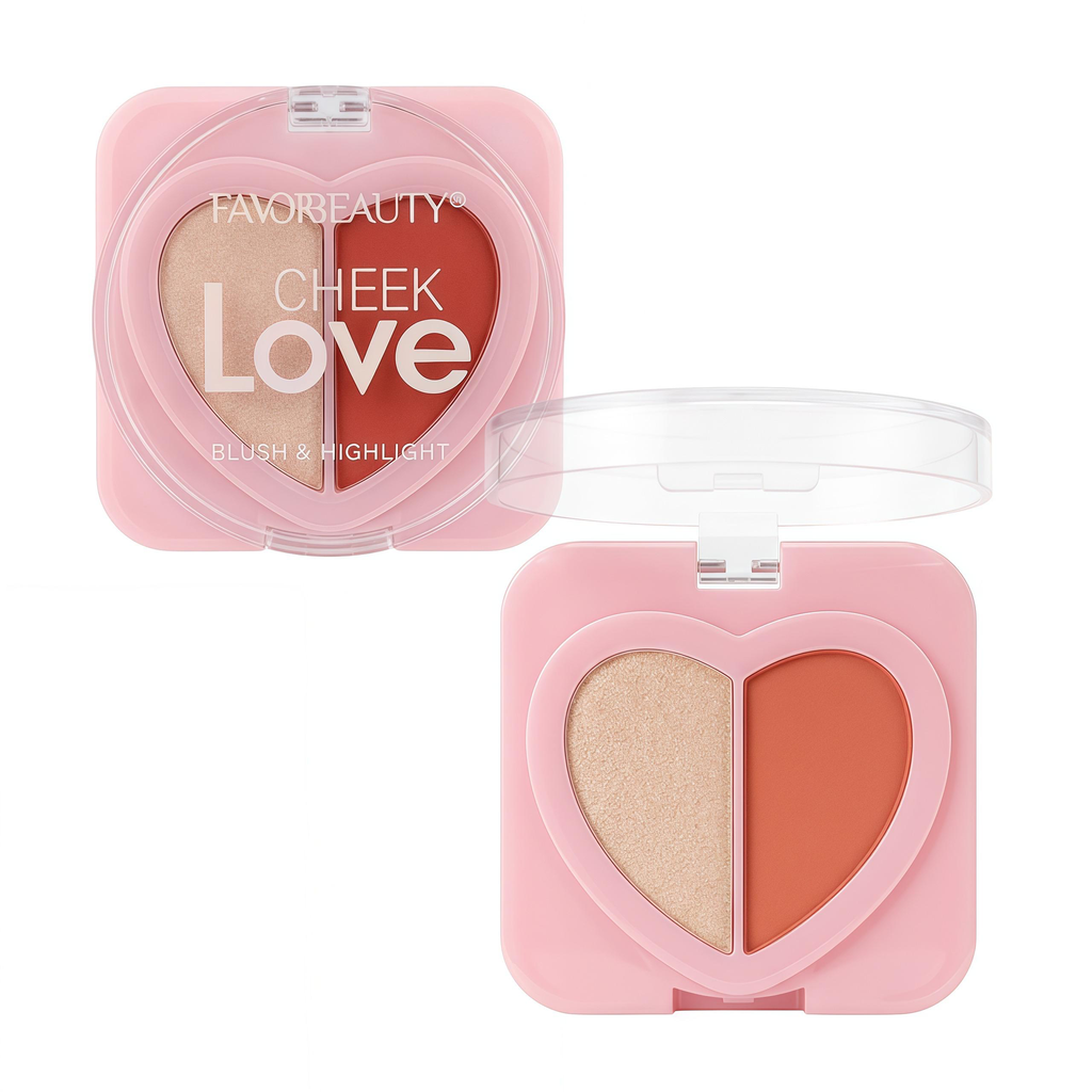 DÚO RUBOR E ILUMINADOR CHEEK LOVE FAVOR BEAUTY