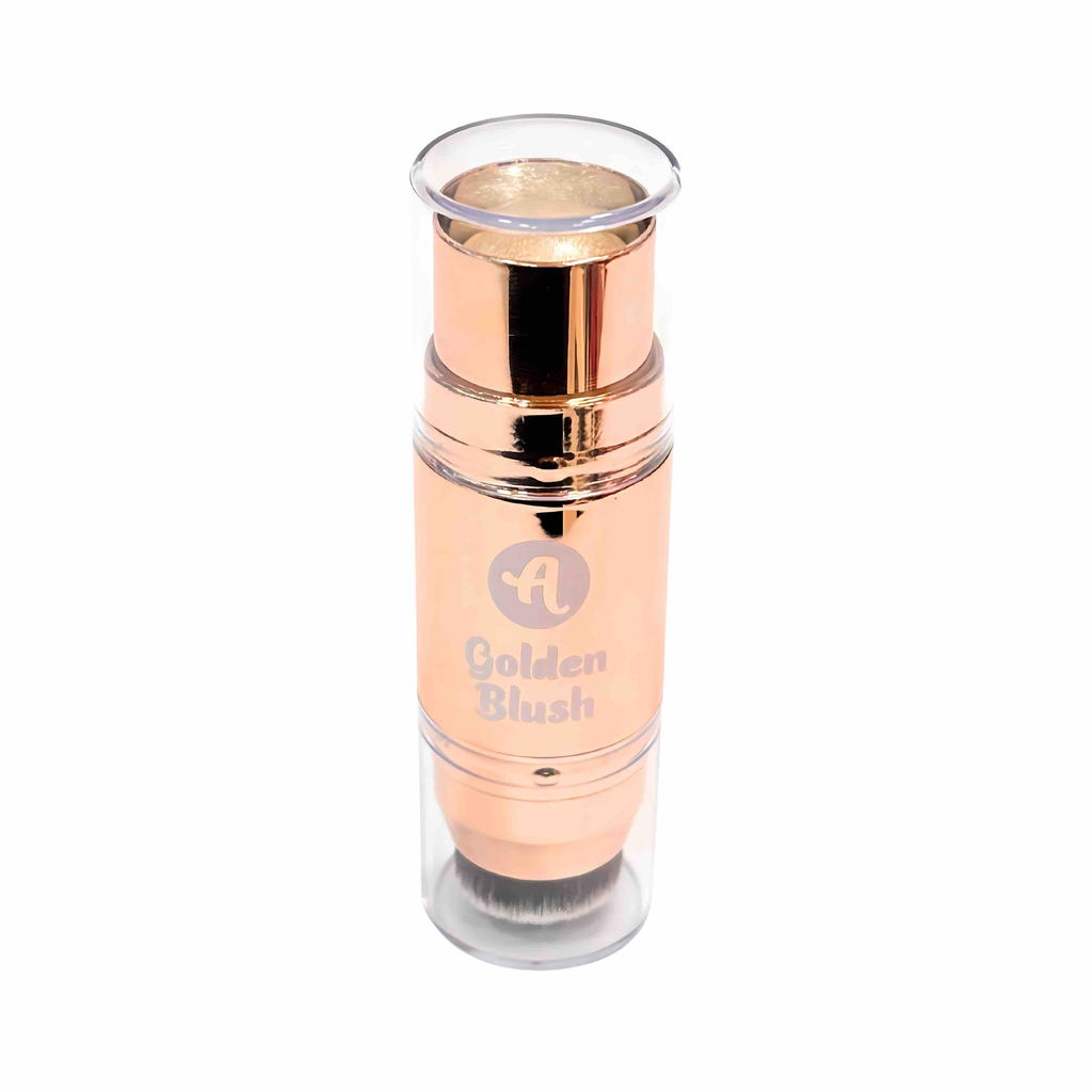 RUBOR EN BARRA CON BROCHA GOLDEN BLUSH ALMA BEAUTY