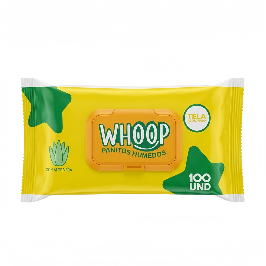 PAÑITOS HÚMEDOS CON ALOE VERA WHOOP X100 UNIDADES