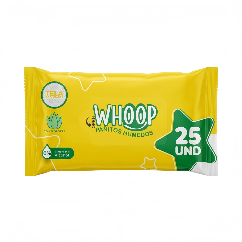 PAÑITOS HÚMEDOS CON ALOE VERA WHOOP X25 UNIDADES