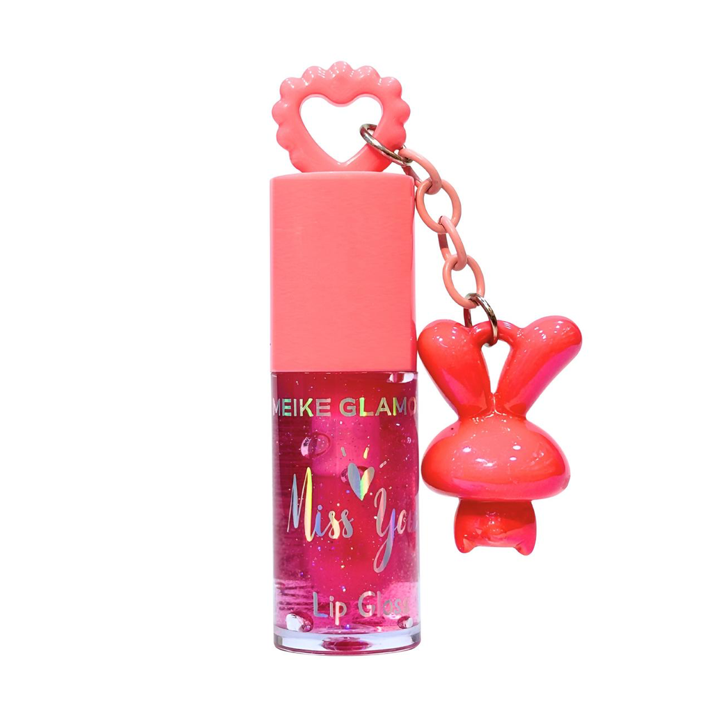 LIP GLOSS CON LLAVERO DE CONEJITO MEIKE GLAMOUR *